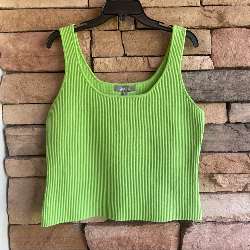 Marled Reunited Clothing green ribbed knit tank top NWT Women XL